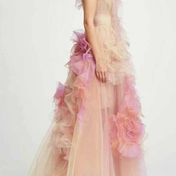 Pink Tulle Designer Ruffle Dress - Picture 2 of 3